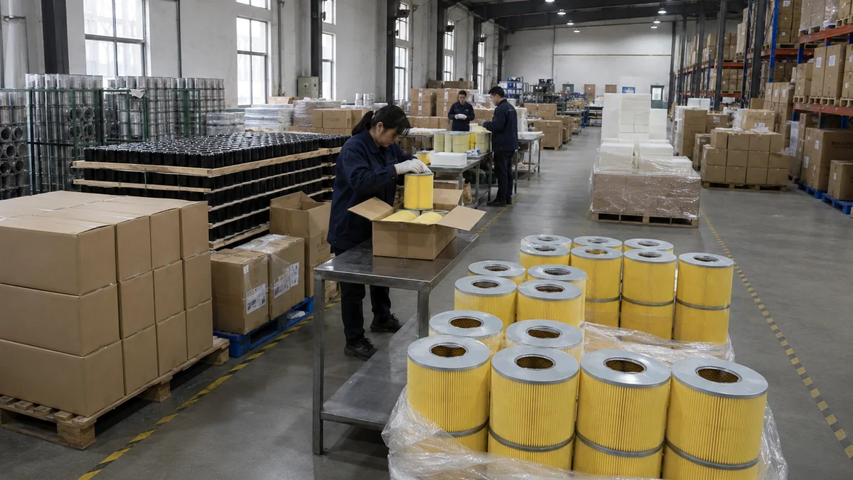Automotive filter finished product packing process