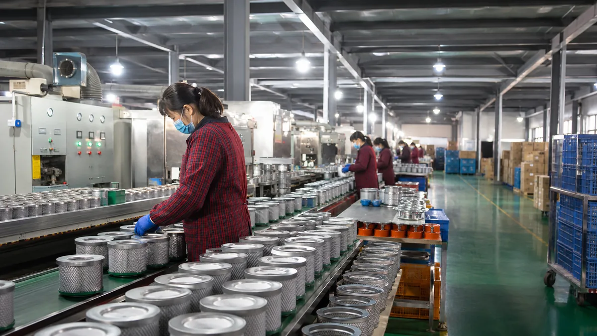 OEM automotive filter production line in factory